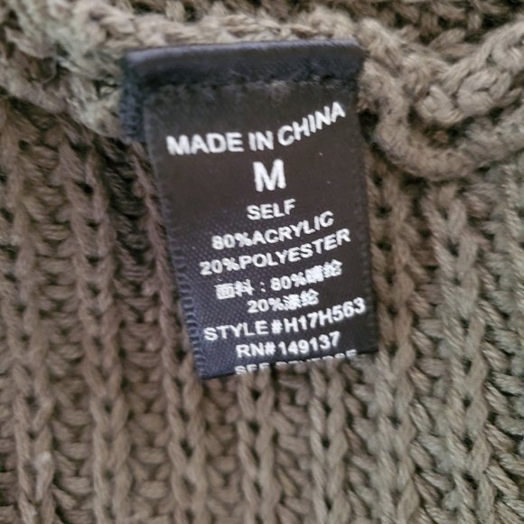 Alter'd State Dolman Oversized Slouchy Rib Knit Pullover Sweater M Khaki Olive - Picture 7 of 8